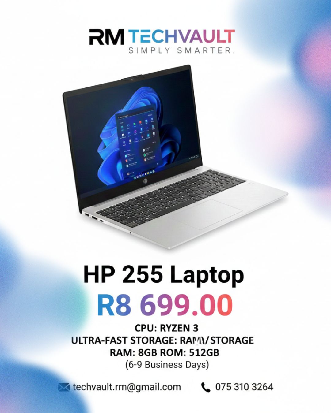 HP 255 LAPTOP AMD RYZEN 3 CPU | 8GB/512GB SSD